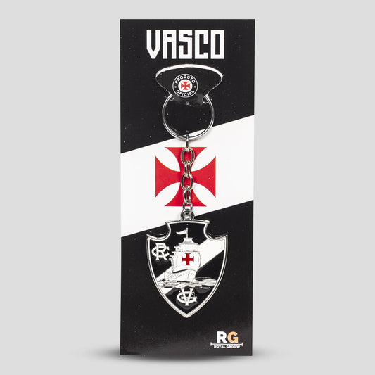 Chaveiro Vasco Escudo Retrô Prateado