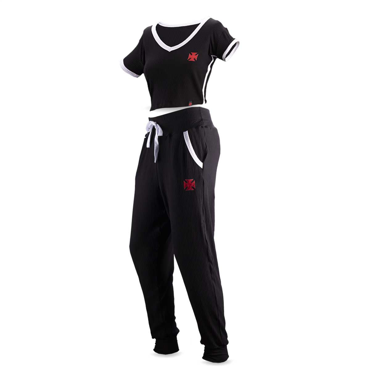 Conjunto Vasco Cruz de Malta Gola V Feminino