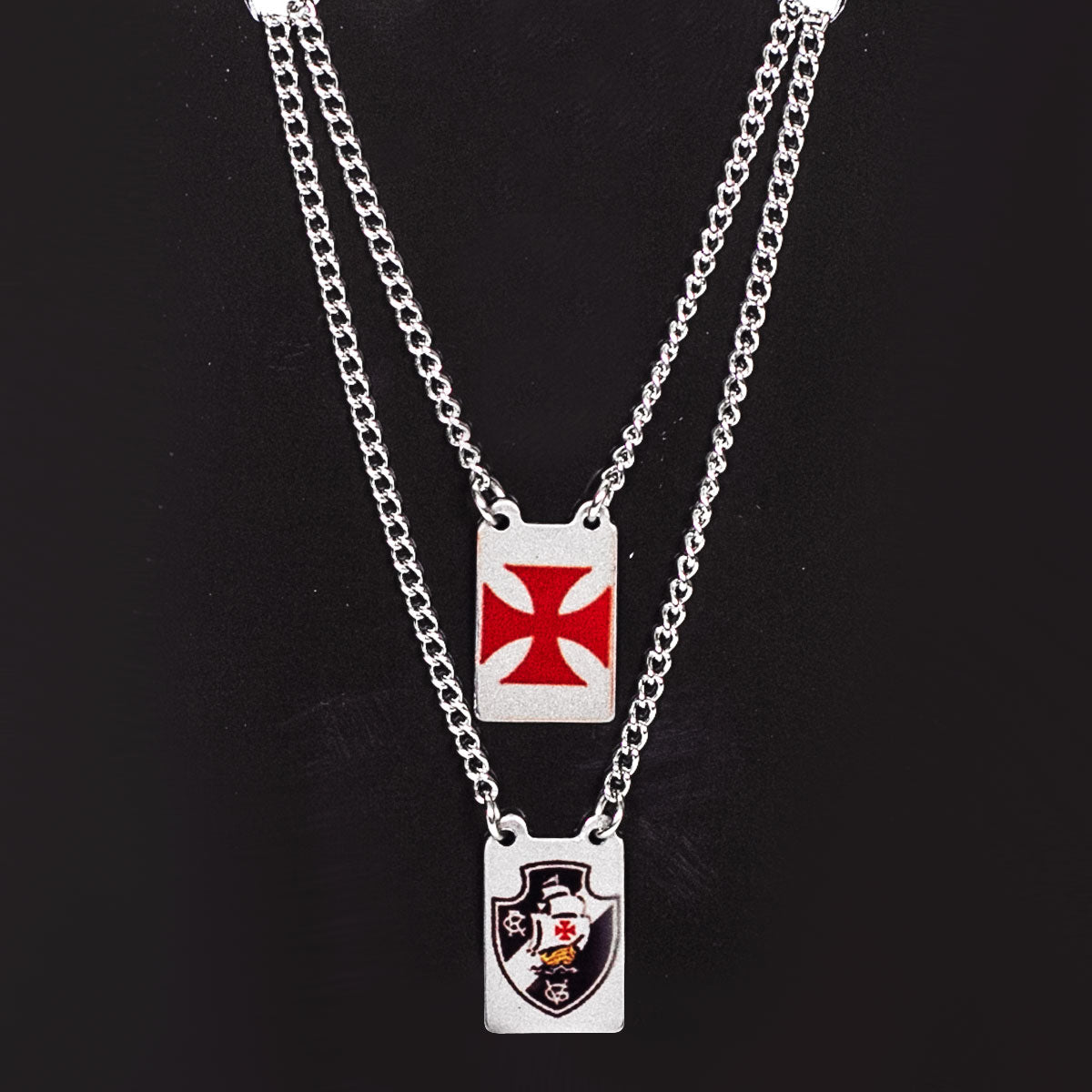 Escapulário Vasco Cruz de Malta e Escudo Colorido