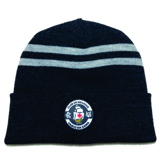 Gorro Vasco Brasão e Listras Preto
