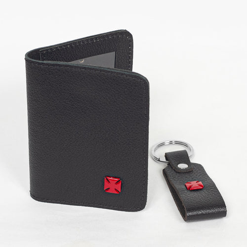 Kit Porta Cartão e Chaveiro Vasco de Couro Cruz de Malta